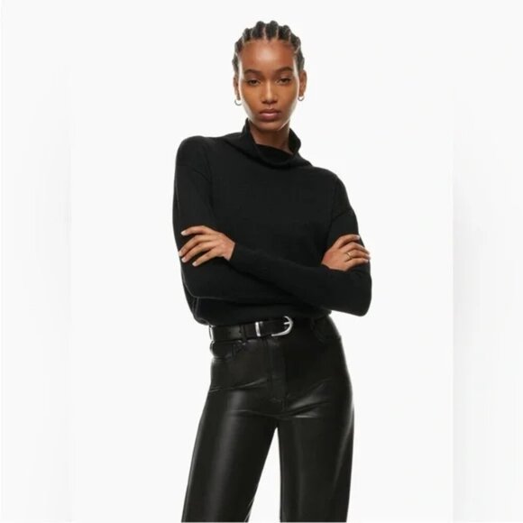 Aritzia Wilfred Cyprie Wool Turtleneck Sweater Mock Neck Black Size XS - Picture 3 of 7